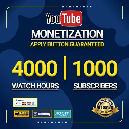 YouTube Watchtime for Monetization full Packege 4K watch time + 1000 Subscribers